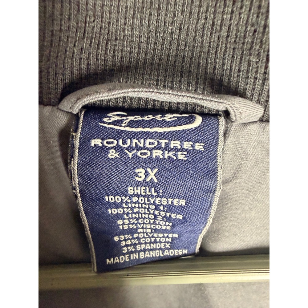 Roundtree & Yorke Sport Mens 3X Gray Windbreaker Full Zip Jacket Golf Coat - Picture 4 of 7